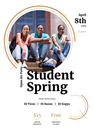 Student Spring Announcement with Young People Poster A3 Πρότυπο σχεδίασης