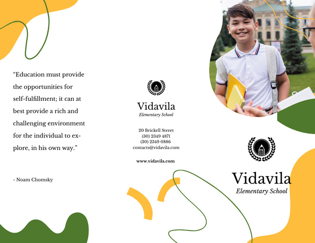 Modèle de visuel School Ad with Smiling Kids reading Book - Brochure 8.5x11in