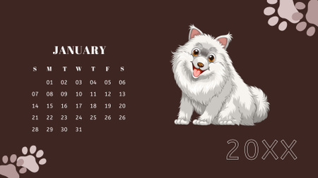 Illustration of Cute Pedigreed Dogs Calendar Design Template