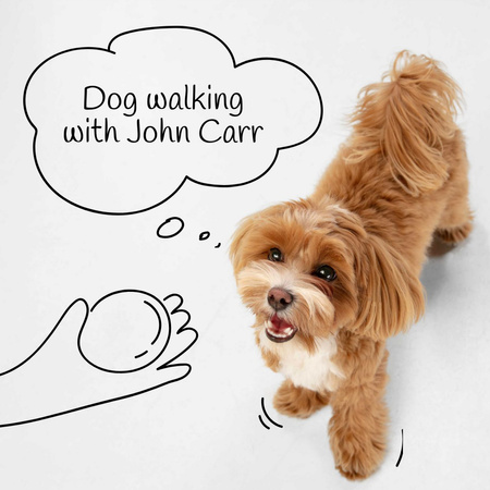 Dog Walking services with red Puppy Instagram Design Template