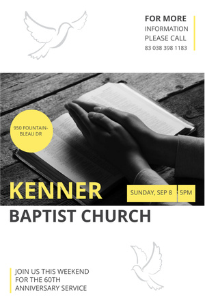 Baptist Church with Prayer Pinterest Design Template