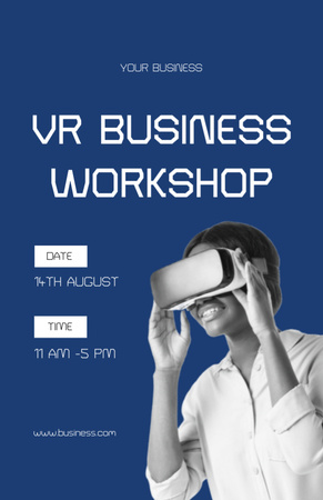 Announcement of VR Worckhop with Woman in Headset Invitation 5.5x8.5in Design Template