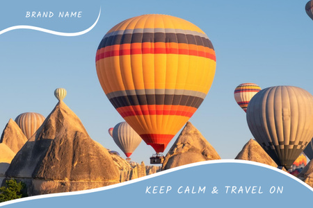 Traveling With Hot Air Balloons And Inspirational Phrase Postcard 4x6in Design Template