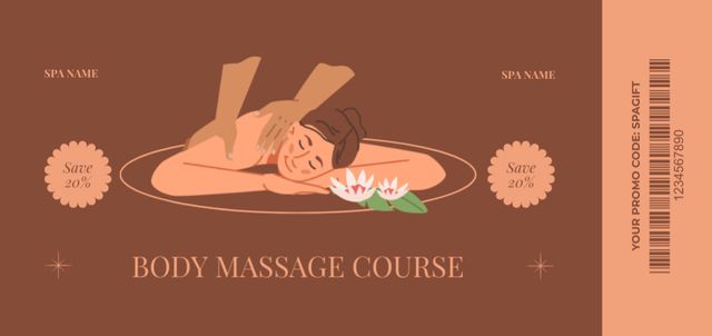Designvorlage Body Massage Course Offer at Spa Center für Coupon Din Large