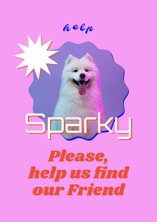 Announcement about Missing of Cute Dog Flyer A4 Design Template