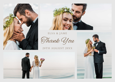 Wedding Announcement with Handsome Groom and Beautiful Bride Postcard 5x7in Design Template