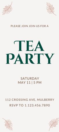 Tea Party Announcement  Invitation 9.5x21cm Design Template