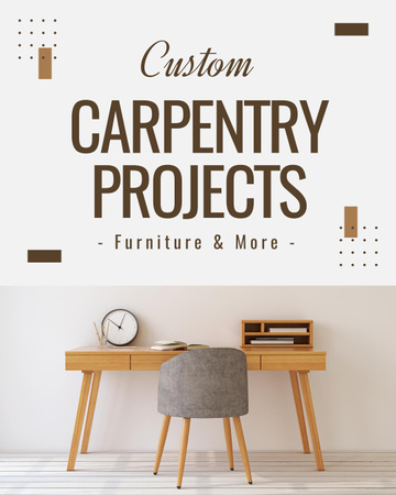 Carpentry and woodworking Instagram Post Vertical Design Template