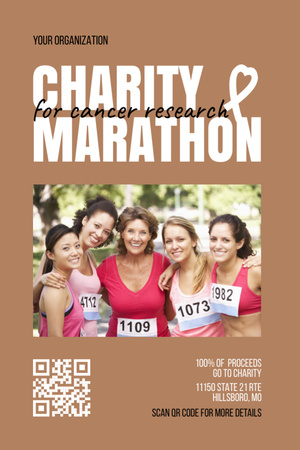 Charity Marathon Announcement Invitation 6x9in Design Template