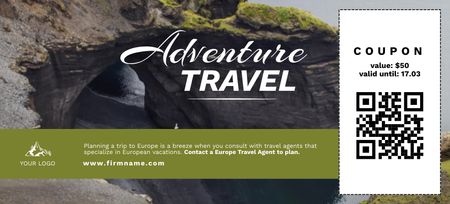 Designvorlage Guided Travel Tour Offer To Caves für Coupon 3.75x8.25in