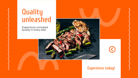 Anúncio de restaurante casual rápido com saborosa carne grelhada Title 1680x945px Modelo de Design