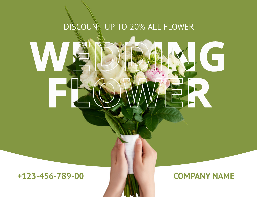 Discount on Trendy Wedding Bouquets for Brides Thank You Card 5.5x4in Horizontalデザインテンプレート