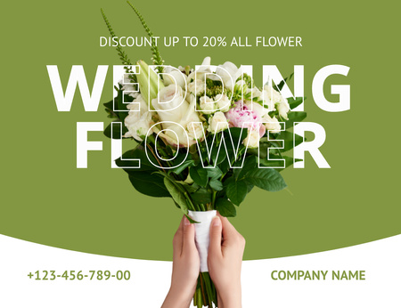Discount on Trendy Wedding Bouquets for Brides Thank You Card 5.5x4in Horizontal Design Template
