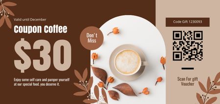 Premium Coffee Shop Gift Voucher In Brown Coupon Din Large Design Template