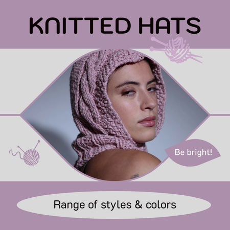 Knitted Hat With Big Range Of Colors Animated Post Design Template