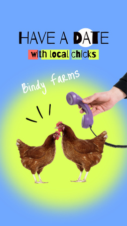 Designvorlage Funny Joke with Chicks and Handset für Instagram Story