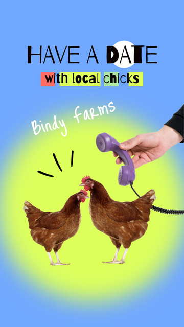 Funny Joke with Chicks and Handset Instagram Storyデザインテンプレート