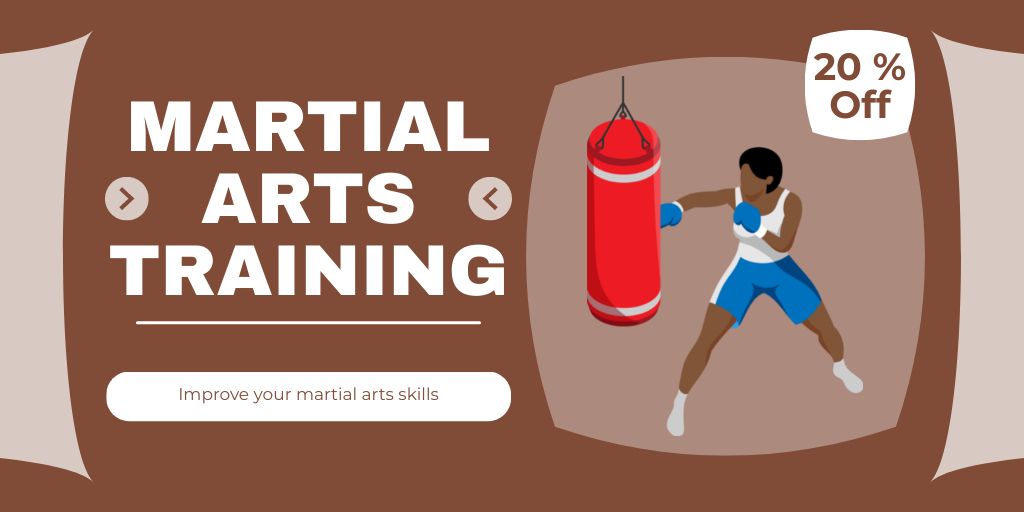 Illustration of Person on Martial Arts Training Twitter Tasarım Şablonu