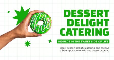 Catering de Sobremesa com Donut Verde Doce Facebook AD Modelo de Design