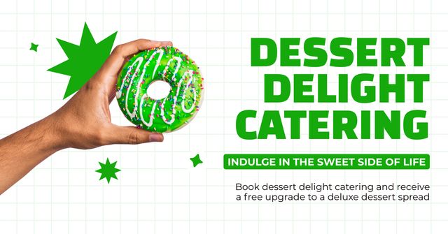 Plantilla de diseño de Dessert Catering with Sweet Green Donut Facebook AD 