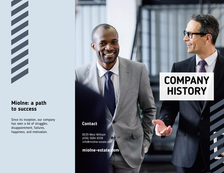 Ontwerpsjabloon van Brochure 8.5x11in van Bedrijfsgeschiedenis met een groep succesvolle zakenlieden