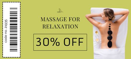 Hot Stone Massage Discount Coupon 3.75x8.25in Design Template