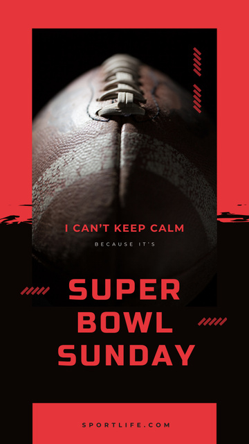 Brown rugby ball for Super Bowl Instagram Story Πρότυπο σχεδίασης