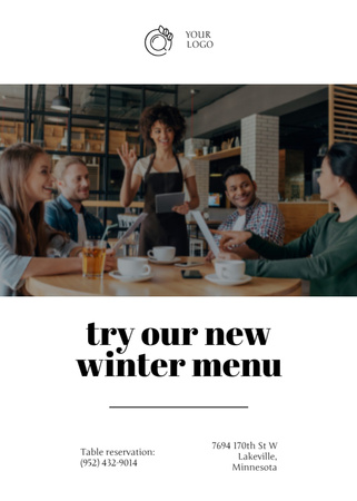 Предложение специального зимнего меню в ресторане Postcard 5x7in Vertical – шаблон для дизайна