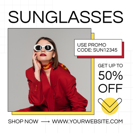 Ontwerpsjabloon van Instagram van Sale stijlvolle zonnebrillen voor dames