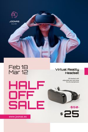 Ontwerpsjabloon van Tumblr van Gadgets Sale with Woman using VR Glasses