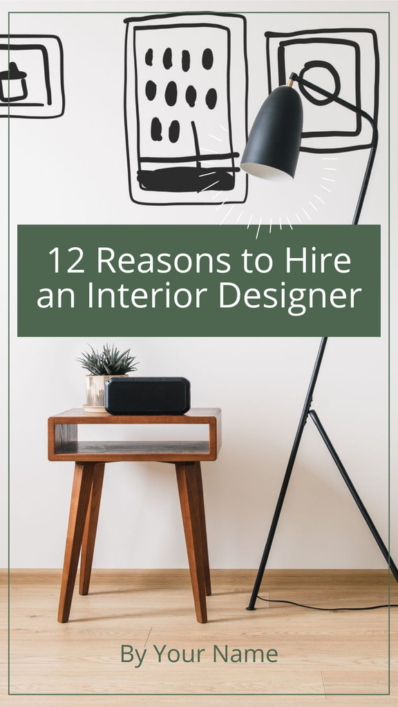 Platilla de diseño Reasons to Hire Interior Designer Green and Beige Mobile Presentation