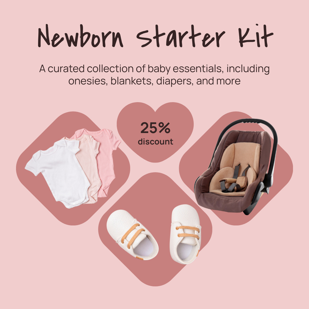 Newborn Starter Kit Offer with Essentials Instagram AD Πρότυπο σχεδίασης