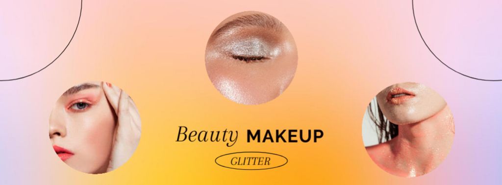 Beauty Cosmetics Ad with Glitter Facebook cover Modelo de Design
