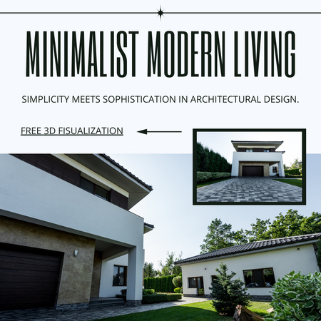 Arkkitehtipalvelut minimalistiselle modernille asumiselle Instagram Design Template