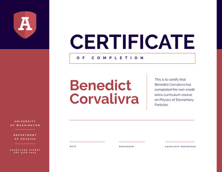 Modèle de visuel University Educational Program Completion in red and blue - Certificate