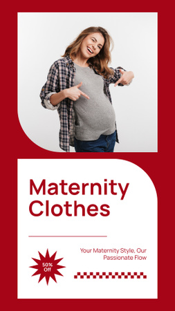 Plantilla de diseño de Venta de ropa de maternidad con hermosa joven embarazada Instagram Story 