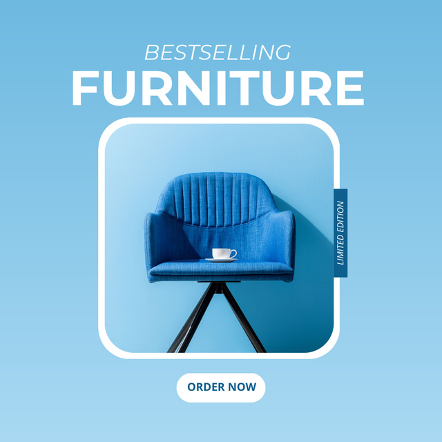 Home Furniture Advertising with Blue Armchair Instagram Modelo de Design