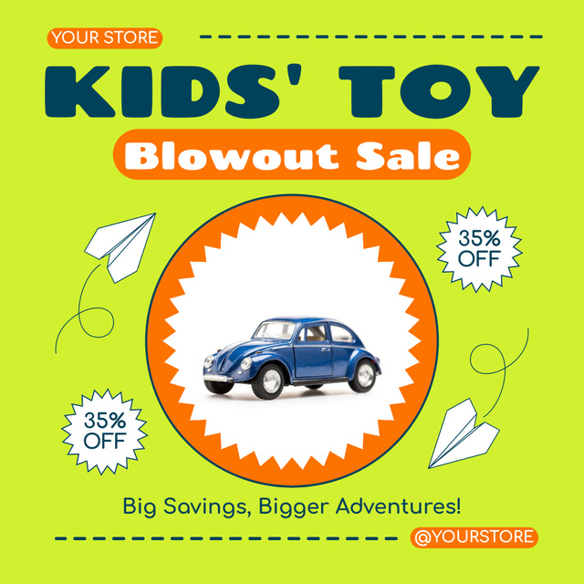 Discount on Toys with Retro Car Model Instagram AD Design Template