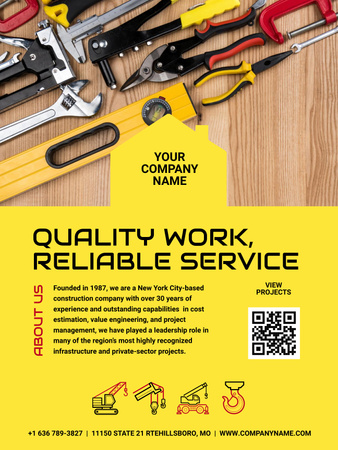 Plantilla de diseño de Publicidad confiable de servicios de construcción Poster US 