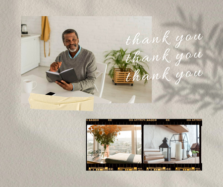 Template di design Thanksgiving Holiday Greeting with Happy Couple and Cozy Home Facebook