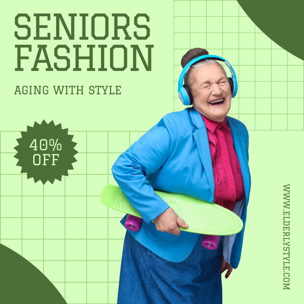 Elderly Fashion Style Sale Offer Instagram Design Template