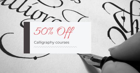 Designvorlage Tolles Angebot für Kalligraphiekurse mit Rabatten für Facebook AD