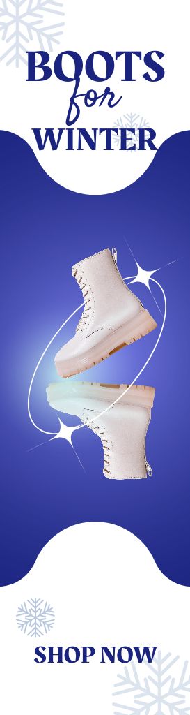 Designvorlage Buying Offer for Winter Boots on Blue für Skyscraper