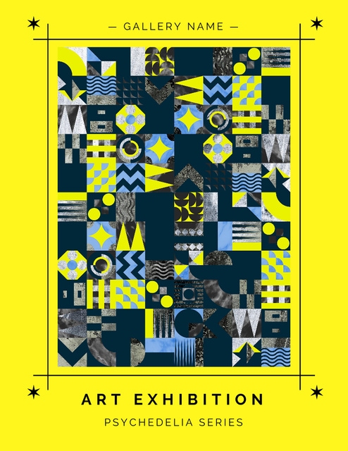 Psychedelic Exhibition Event Ad with Creative Pattern Poster 8.5x11inデザインテンプレート