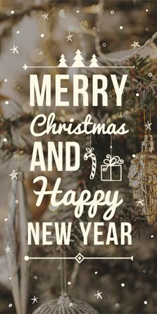 Christmas and New Year greeting with decorations Graphic Design Template