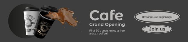 Modern Cafe Grand Opening With Coffee Cups Ebay Store Billboard Tasarım Şablonu