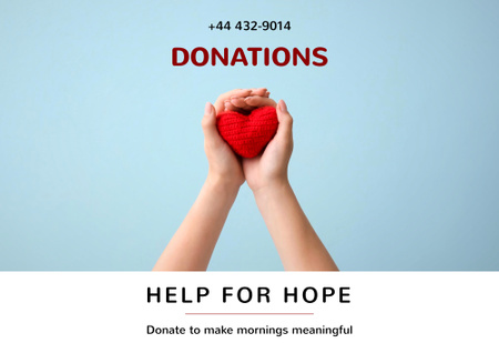 Plantilla de diseño de Promoción de Donaciones para Ucrania con Corazón en Manos en Azul Poster B2 Horizontal 