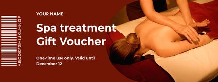 Spa Center Advertisement with Woman Getting Body Massage Coupon Design Template