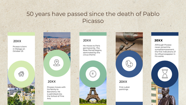 Designvorlage Timeline of Pablo Picasso's Life für Timeline