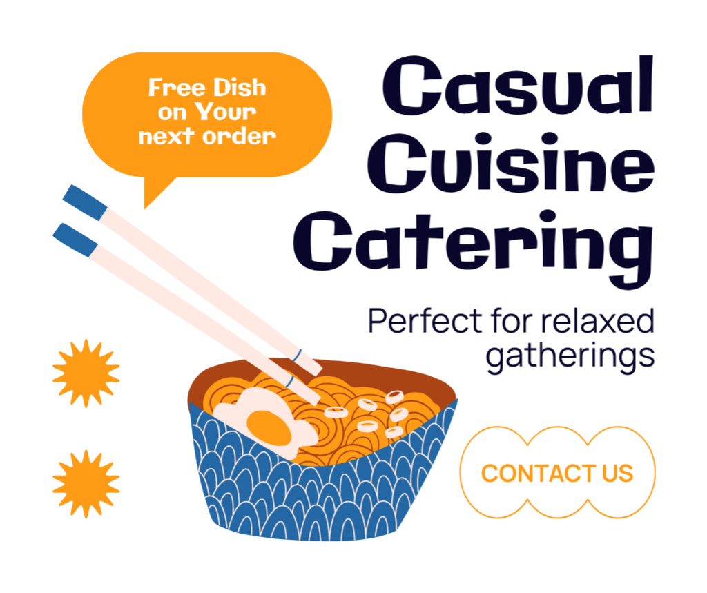 Catering Casual Cuisine with Free Dishes for Next Order Facebook Modelo de Design